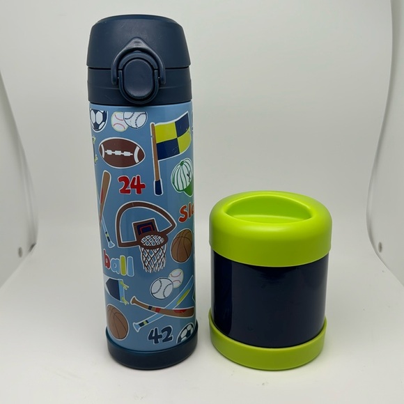 Pottery Barn Kids Mackenzie Water Bottle and Hot & Cold Container Blue Green - Picture 1 of 7